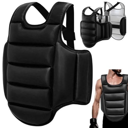 Boxing Body Protector, Reversible Chest Protector, Adjustable Taekwondo Sparring Gear, Sponge Boxing Training Equipment 160-180cm Equipment for Training Body Guard - color: Black & White