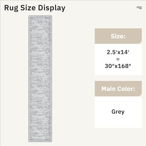 Soalmost Hallway Runner Rug 2'6" x 14' Washable Long Kitchen Rugs Grey - color: Grey, size: 2'6" x 14' (Runner)