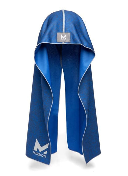 MISSION Cooling Hoodie Towel, Evaporative Cool Technology, Cools Instantly When Wet, UPF 50 Sun Protection, Contours Your Head to Stay in Place, Great for Sports, Fitness, Gym - color: Astra Lapis Blue