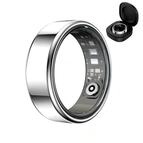 Smart Health Ring, Featuring Stress and Sleep Monitoring Functions, Compatible with iOS and Android,Waterproof Fitness Tracker for Women & Men, No Subscription Fee. (Silver, 13#) - color: silver, size: 13#