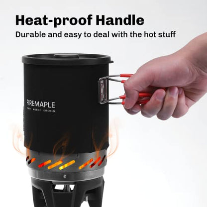 Fire-Maple Fixed Star 1 Backpacking and Camping Stove System, Black 18oz | 30% Faster Boil with HX Base, Piezo Ignition, Compact & Durable, All-in-One Pot, Compatible with Most Canisters, Portable - color: Black