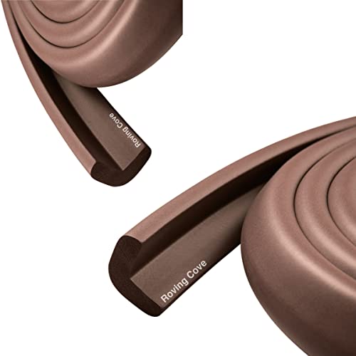 Roving Cove HeftyFit Edge Protector for Baby Proofing (12ft Large Edge Only), Heavy-Duty Soft Rubber Foam Furniture Edge Bumper Guard, Desk Edge Cushion, Wall Corner Covers, 3M Adhesive, Coffee Brown - color: Coffee Brown, size: Large 12 Foot (Pack of 1)