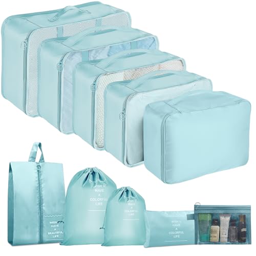 Packing Cubes for Travel 10 Set Luggage Organizer Bags - color: Blue, size: 10 Set