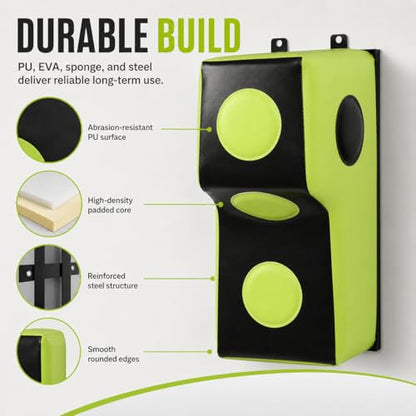 Wall Mount Boxing Training Bag - Uppercut Boxing Training Punching Target - Heavy Punching Bag for Adults for Bedroom/Living Room/Gym - color: Green (15.7*11.8*27.5 Inch)