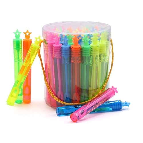 Neon Mini Star Bubble Wands - Color Assortment Party Favors 40 Pack