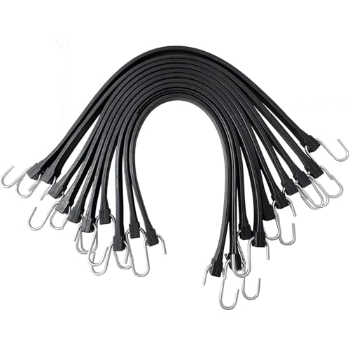 HOXWELL 15" Rubber Bungee Cords with Hooks, Heavy Duty EPDM Bungee Cord with 150% Max Stretch, Heavy Duty Bungee Straps for Securing Tarps, Canvases, Cargo, Motorcycle, Weatherproof, Pack of 10 - size: 15 inch (Pack of 10)