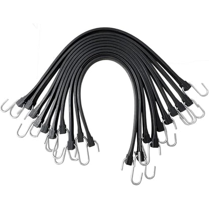 HOXWELL 15" Rubber Bungee Cords with Hooks, Heavy Duty EPDM Bungee Cord with 150% Max Stretch, Heavy Duty Bungee Straps for Securing Tarps, Canvases, Cargo, Motorcycle, Weatherproof, Pack of 10 - size: 15 inch (Pack of 10)
