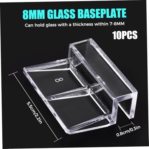 10Pcs Aquarium Lid Clips, Clear Acrylic Aquarium Cover Support Clamps Replacement Glass Top Cover Holder for Rimless Fish Tank, 8mm Hood Acrylic Fish Tank