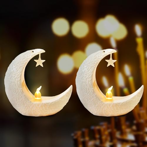 2PCS Mini Ramadan Moon Light for Ramadan Decorations, White Mini Moon Star Light Eid Lamp for Ramadan Table Decoration Ramadan Gift Home Decor, Eid Ramadan Candle Lights Nightstand Decor - color: Style 4
