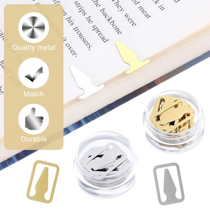 100Pcs Book Line Markers, Gold/Silver Metal Bookmarks Tin Mixed Metals Book Page Markers Book Marker Clips Book Annotation Supplies for Teachers, Students, Readers