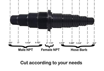 Pond Tubing Pump Fitting, 30 Configurations, Works with Most Pumps, Fish Safe, Black - size: 1 Pack