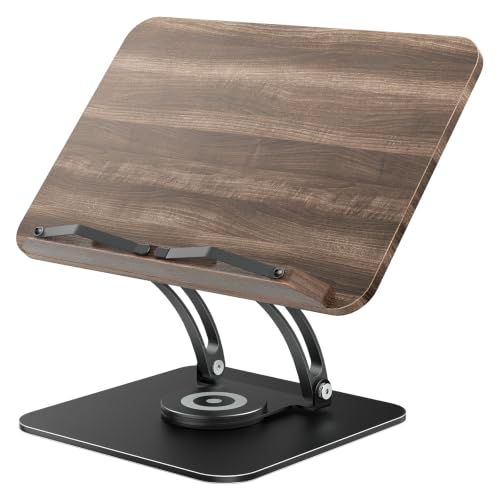 Tounee Adjustable Book Stand with 360° Swivel Base,Matte Black - color: Matte Black