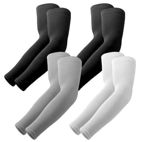 YESLIFE UPF 50 Cooling Sports Arm Sleeve for Men&Women - color: Black (2) + White (1) + Grey (1)