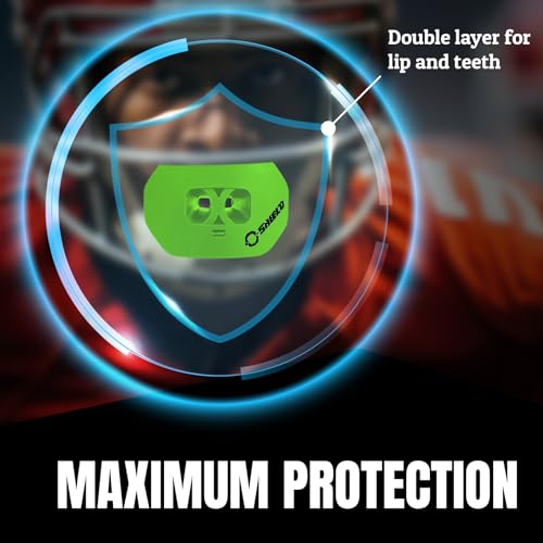 O Shield Core Football Mouth Guard, Detachable Strap | Football Mouth Guard with Detachable Strap — No-Boil Ready Fit, BPA-Free, Brace-Friendly, Includes Carrying Case - color: Slime Green
