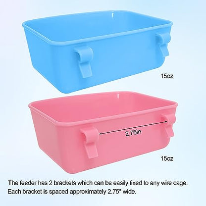 6 Pack Feeder (Blue, Pink), Hanging Feeder,Food and Water Container, Bath Water Bowl Universal for Birds Hamsters Mice Rats Rabbit Guinea Pig Small Pets (S) (S)
