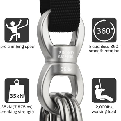 PROND Swing Swivel 35kN Safest Rotational Device, Swing Spinner, Carabiner Swivel, Climbing Rope Swivels for Children’s Web Tree Swing Setting, Aerial Dance, Hanging Hammock - color: Silver