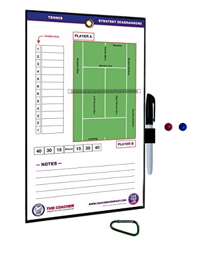 Premium Dry Erase Magnetic Tennis Coaching Coach Board Clipboard - Made in The USA - Double-Sided - Tennis Training Aids Equipment Gear - style: 4 Ceramic Player Magnets