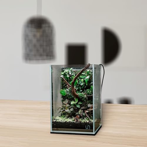 Ultum Nature Systems Ultra Clear Rimless Aquarium - Low Iron Glass Fish Tank with 45° Mitered Edges, 5mm-12mm Thick, Leveling Mat Included (16T, Tall, 1.6 Gallon) - size: [16T] - 1.6 Gal - 6.29 x 6.29 x 9.44 in