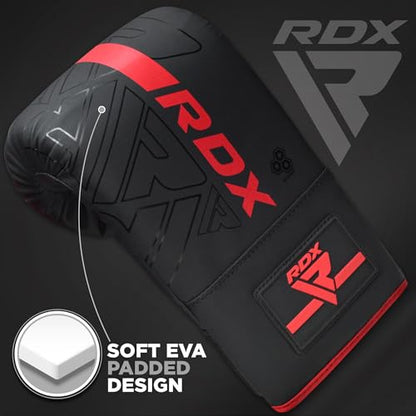 RDX Boxing Pads and Bag Gloves Set, Maya Hide Leather Kara Hook and Jab Training Pads, Curved Focus Mitts for MMA, Muay Thai, Kickboxing Coaching, Martial Arts, Punching Hand Target Strike Shield - color: RED