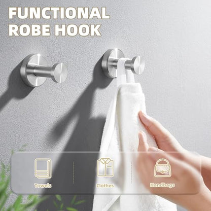 APLusee Brushed Nickel Bathroom Towel Hooks, 304 Stainless Steel Coat Hook 2 Pack, Heavy Duty Towel Hanger for Bathroom, Wall Mounted - color: Brushed Nickel, size: 2 Pack