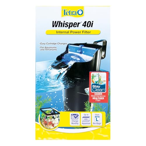 Tetra Whisper 200 GPH Internal Power Aquarium Filter | Whisper Quiet, 3-Stage Filtration, Space-Saving Internal Filter Clips on Tank, For Aquariums up to 40 Gallons - size: 20 - 40 Gallons