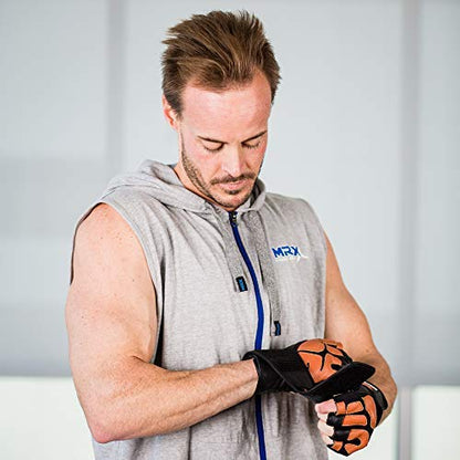 MRX Weight Lifting Pro Level Gloves with 18 Inches Long Wrist Strap Gym Workout Exercise & Fitness in - color: Black Brown, size: Small