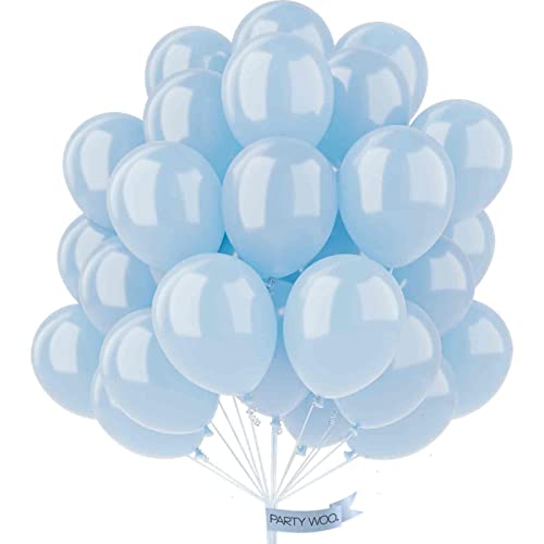PartyWoo Sky Blue Balloons 50 pcs 12 Inch Pearl Light Blue Balloons for Graduation Gender Reveal Baby Shower Wedding Anniversary Birthday Party Decorations Blue-Z22 - color: Blue-z22