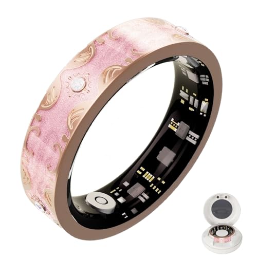 Retro Bluetooth Smart Ring for Women Fitness Tracker Ring with Heart Rate, Sleep Monitoring, Blood Oxygen, Step Counting for iOS and Android (Pink, 10#) - color: Pink, size: 10