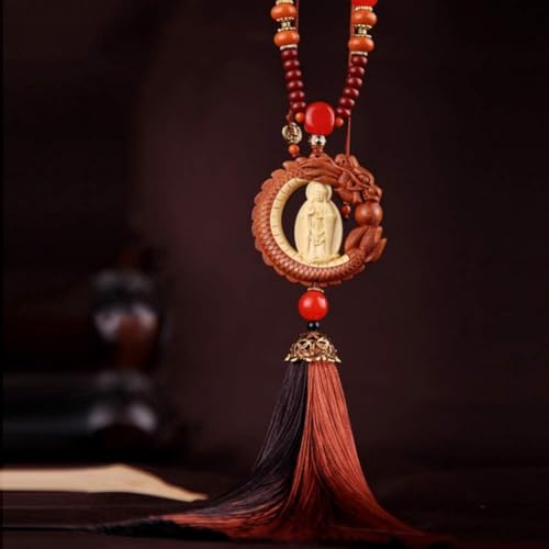 Car Hanging Decor Dangling Ornaments Auto Vehicle Rearview Mirror Pendant Crystal Lotus Amulet Pray for Luck Safety (Bodhisattva-AKA KwanYin) - color: Bodhisattva-aka Kwanyin