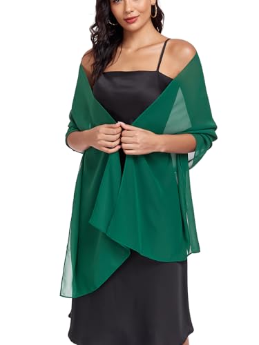 Shawls and Wraps Soft Chiffon Scarve Scarf For Evening Party Dresses Wedding Stole - color: Dark Green