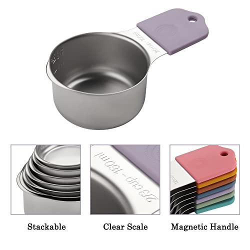Magnetic Measuring Cups Set of 7 Stainless Steel Heavy Duty Measuring Cups for Dry & Liquid Ingredients (color) - color: color