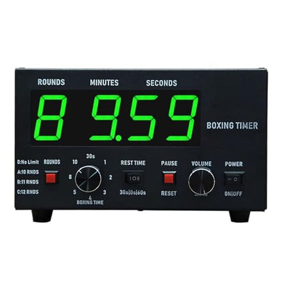 Boxing Interval Timer, Professional Gymnastics Timer with LED Display, 1-12 Challenge Rounds and Adjustable Buzzer, 30S-10min Workout and 0/30/60S Rest Time Green - color: Green