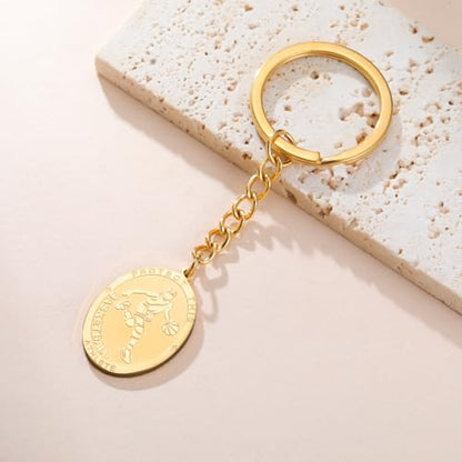 Dreamtimes St. Sebastian Medal Keychain for Men Women Stainless Steel Religious Saint Patron of Athletes Catholic Keychain - style: Basketball-g