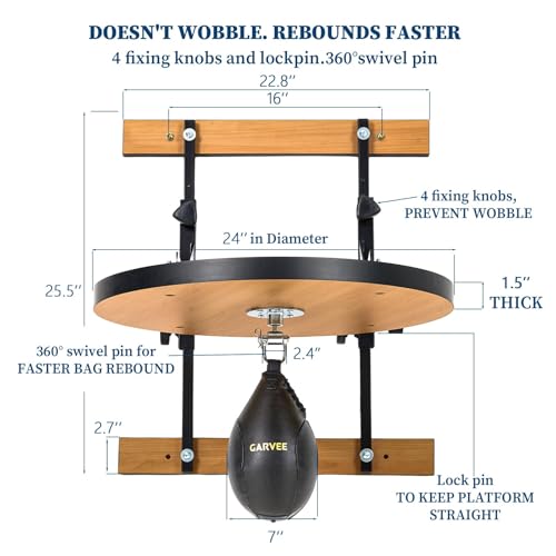 Speed Bag Platform for Boxing Punching Practice with 8 Inch Height Adjustable Mount 360 Degree Swivel and Includes Speed Bag Air Pump