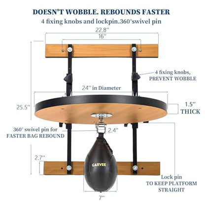 Speed Bag Platform for Boxing Punching Practice with 8 Inch Height Adjustable Mount 360 Degree Swivel and Includes Speed Bag Air Pump