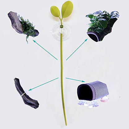 Aquarium Suction Cups and Leaf-Shaped Adjustable Cable Ties for Binding Moss Shrimp Dodging Nest, Suction Cups with Holes Aquarium Plants Holder (12)