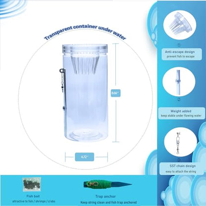 Portable and Plastic Aquarium Minnow&Small Fish Trap for Aquarium Children Fishing Outdoors,Durable Container Bait Trap Suitable for Fishing,Crab,Shrimp,Turtle - size: Medium