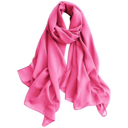 Harewom Chiffon Hijab for Women Sheer Shawl and Wraps for Wedding Bridal Scarves Summer Lightweight Sun-proof Scarf - color: Rose Red Chiffon Hijab Shawls Scarves