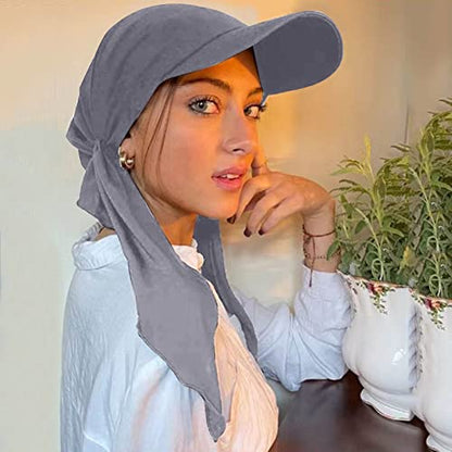 Hijab Scarf for Women Baseball Curved Brim Cap | Soft Breathable Cotton, Lightweight Feel, Adjustable Strap, Curved Brim, Summer Wear, Outdoor Activity, Casual Daily Use - color: 04#_grey