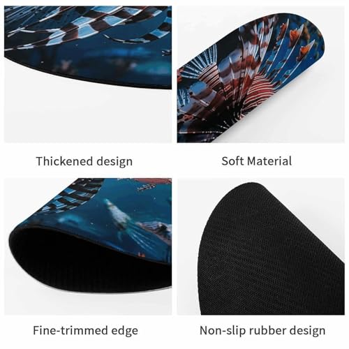 Comfortable Mousepad Waterproof Non-Slip Rubber Base Mouse Pad Fish in Fish Tank Round Printed Mouse Mat for Laptop Office