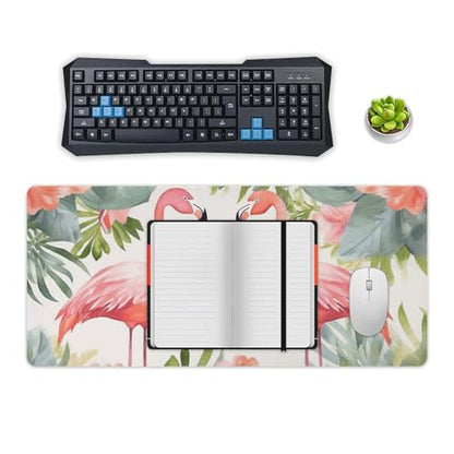 Large Size Gaming Mouse Pad Flamingos and Flowers Desk Mat Non-Slip Base Waterproof Desktop Writing Pad for Office Home - color: Flamingos and Flowers, size: 40x90cm
