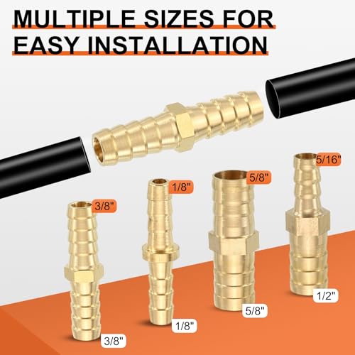 2 Pack Brass Hose Barb Adapter, 3/16" Barb for Industrial, Automotive, Fluid Transfer, Home Gardening, and Water Treatment - size: 3/16" Barb To 3/16"