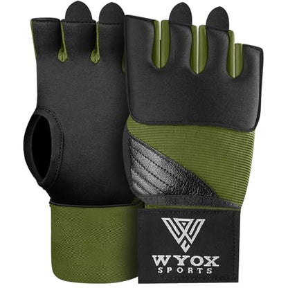 WYOX Gel Boxing Hand Wraps & Curved Focus Mitts Bundle for Men & Women Adults – 80cm Wrist Straps, Padded Knuckle Support, Neoprene Inner Glove Gel Padding, MMA Muay Thai Kickboxing Training Pads
