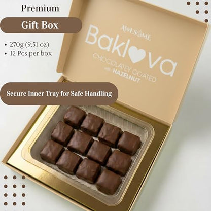 Baklava Pastry with Hazelnut | Chocolatey Coated Turkish Baklava | 9.51 oz (270 g) | Baklava Chocolate Gift Box, Premium Halal Snack, Elegant Ramadan & Eid Gift | Perfect for Parties, Family Gatherings, Corporate Events, or Festive Celebrations (Hazelnut)