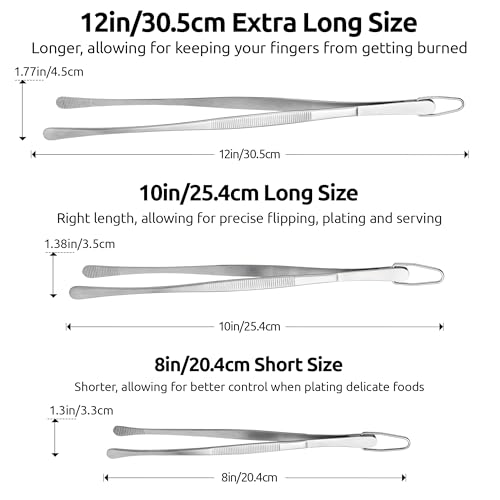 U-Taste 2 Tablespoon Metal Measuring Spoon Set of 2 with Short Handled Measure Scooper (Silver, 2Tbsp/30ml) and 8in Kitchen Plating Tweezer:18/8 Stainless Steel Food-Grade Metal Food Tong (Round Tip)