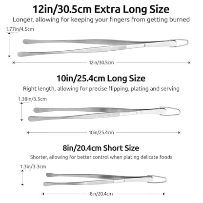 U-Taste 2 Tablespoon Metal Measuring Spoon Set of 2 with Short Handled Measure Scooper (Silver, 2Tbsp/30ml) and 8in Kitchen Plating Tweezer:18/8 Stainless Steel Food-Grade Metal Food Tong (Round Tip)