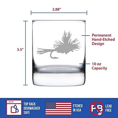 Fly Fishing - Whiskey Rocks Glass - Unique Flyfishing Themed Gifts for Fishermen - 10.25 Ounce - style: Set of 1