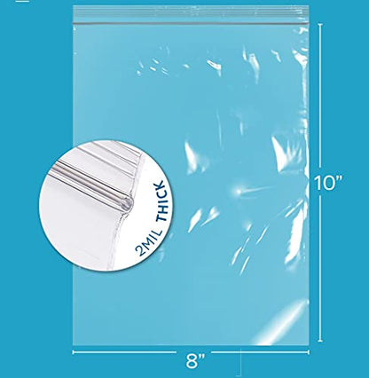 Clear Plastic Reclosable Zip Bags - Bulk GPI Case of 1000 8" x 10" 2 mil Thick Strong & Durable Poly Baggies With Resealable Zip Top Lock For Travel, Storage, Packaging & Shipping. - size: 8" x 10"