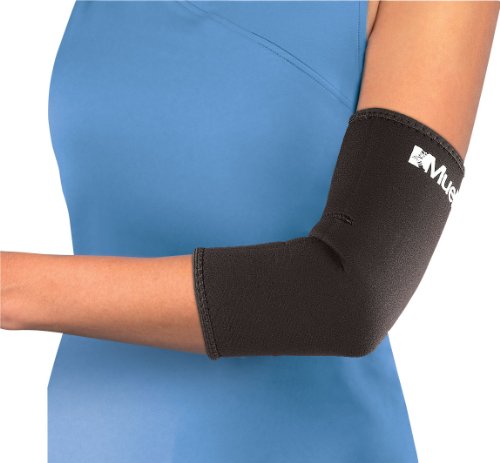 MUELLER Sports Medicine Elbow Compression Sleeve, Neoprene Elbow Brace for Pain Relief for Men and Women, For Tennis, Golf, Painting, Factory-Line Work, and More, Black, Large