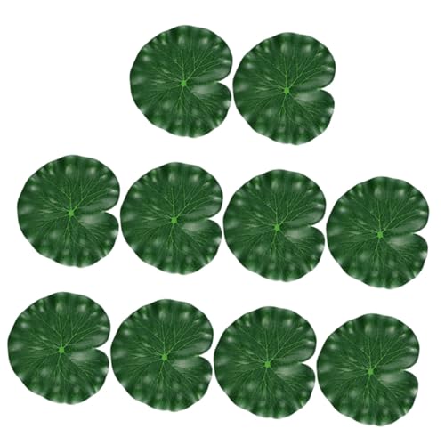 IMIKEYA 10pcs Artificial Floating Lotus Leaves Simulation Pond Decoration Realistic 17cm Fake Lily Pads for Home Garden Aquarium Fountain Display